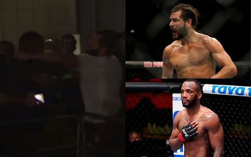 Masvidal vs. Edwards backstage brawl (left); Jorge Masvidal (top right) and Leon Edwards (bottom right)