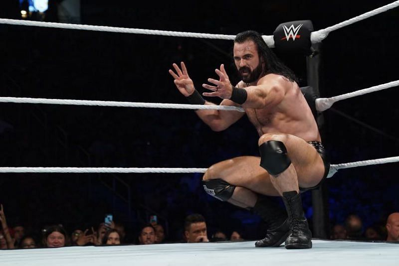 Drew McIntyre getting ready to deliver a Claymore