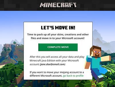 This screen confirms that the migration was a success (Image via minecraft.net)