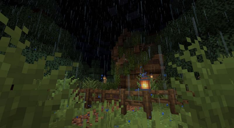 Rain in Minecraft (Image via Reddit)
