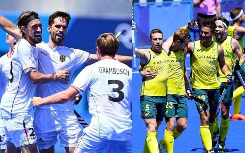 Germany and Australia face-off in the men&#039;s hockey semi-final [Image Credits: Kookaburras/Twitter, DHB hockey/Instagram]
