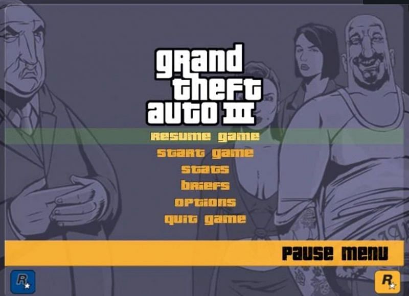 GTA 3&#039;s pause menu (Android and iOS will eventually get a map in their ports) (Image via Rockstar Games)