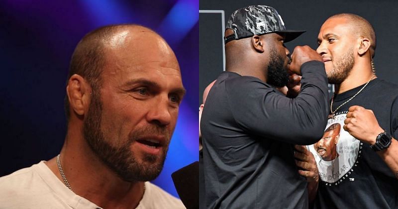 Randy Couture (Left), Derrick Lewis and Ciryl Gane (Right) [Image Credits: @espnmma on Instagram]