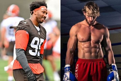 Myles Garrett and Logan Paul [Image Credits (right)- @loganpaul]