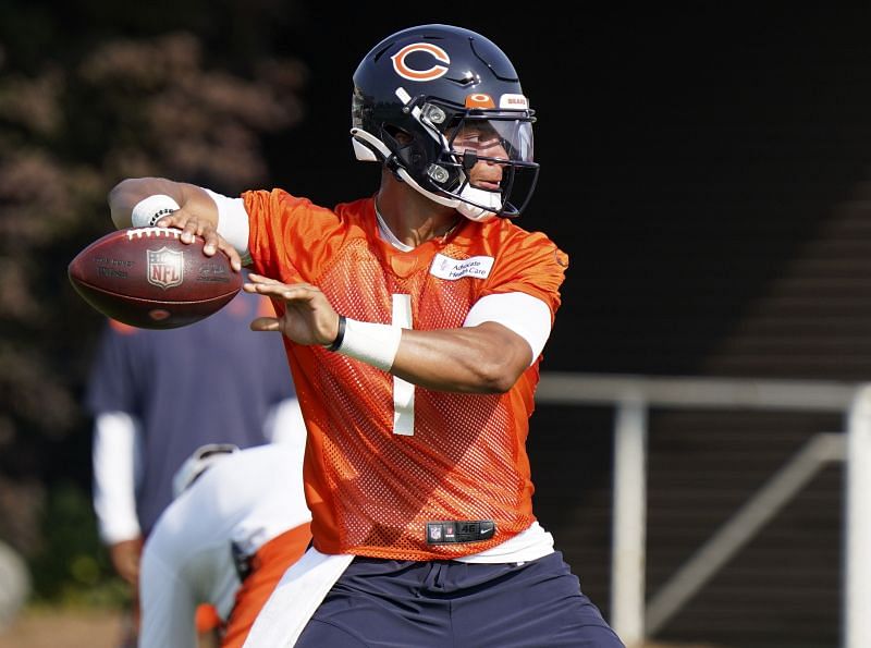 Justin Fields during Chicago Bears Training Camp