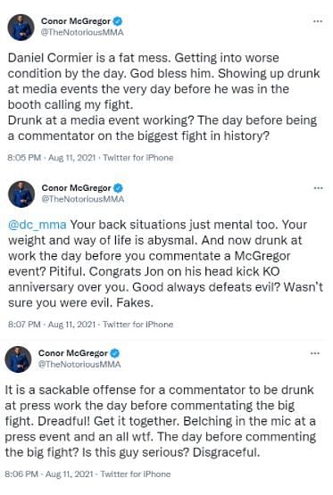 Conor McGregor&#039;s series of deleted tweets aimed at Daniel Cormier