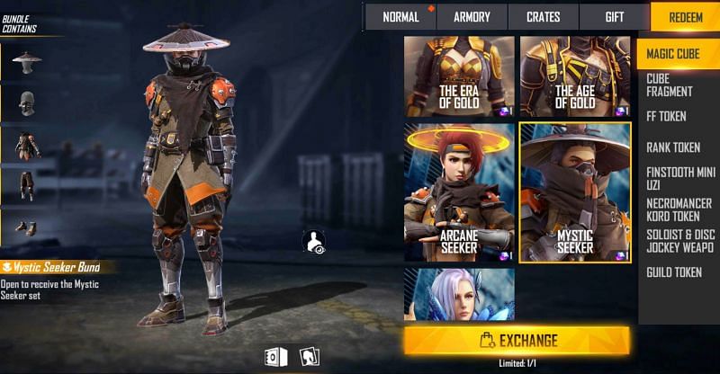 Users can exchange Magic Cubes for bundles (Image via Free Fire)