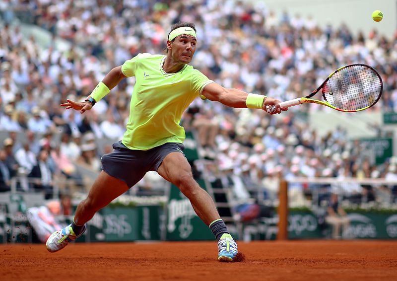 Rafael Nadal playing at Roland Garros