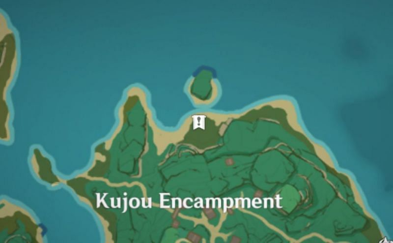 The Thunder Sakura location north of Kujou Encampment (Image via Genshin Impact)