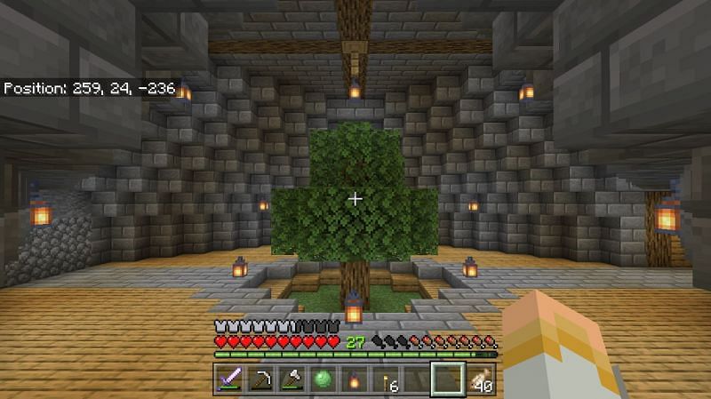 Underground base with a wood source (Image via Minecraft)