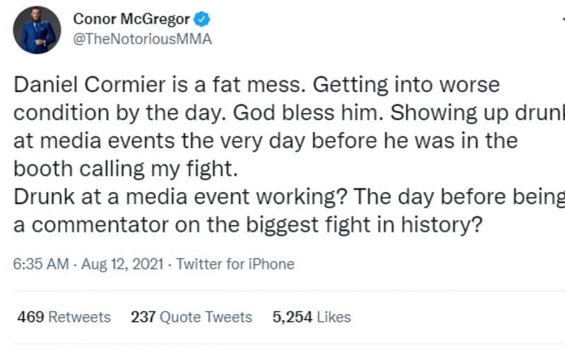 Conor McGregor jibed at DC