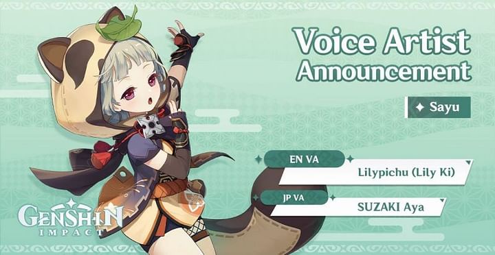 LilyPichu and Aya Suzaki join Genshin Impact as Sayu's voice actors