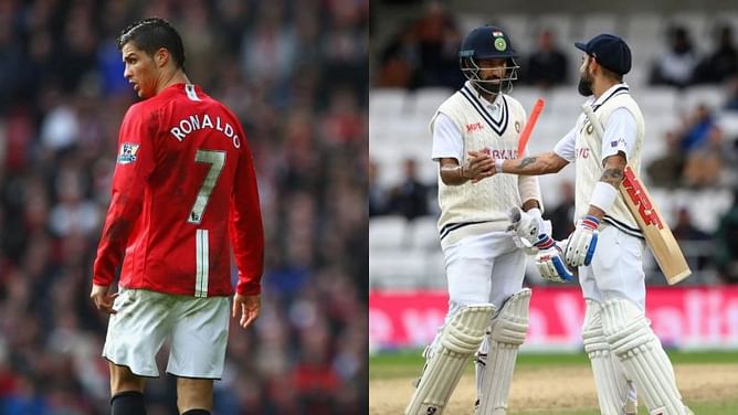 "Don't know what's the bigger shock - Ronaldo going to United or India batting a whole day!" - Michael Vaughan