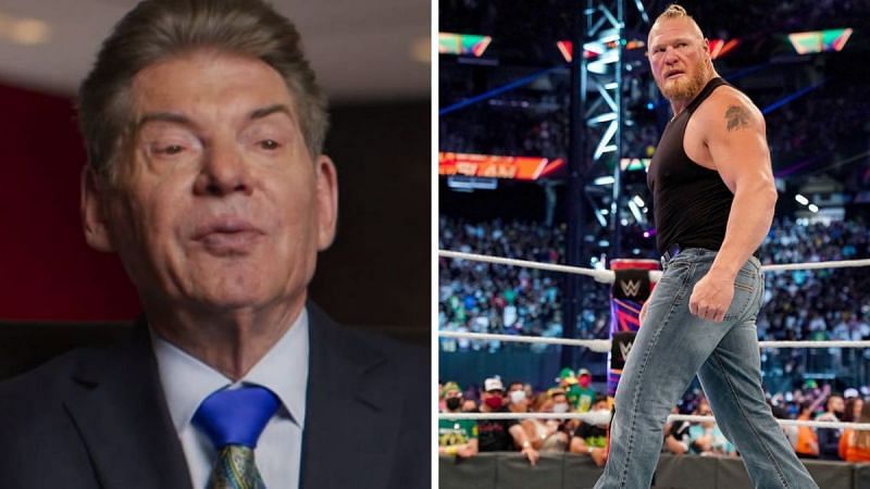 Vince McMahon (left); Brock Lesnar (right)