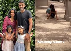Watch: Ravichandran Ashwin's daughters wrestle in the corridor of the hotel in Leeds