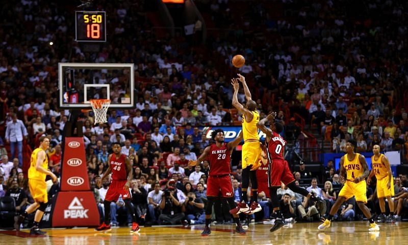 James Jones shoots over Justise Winslow.