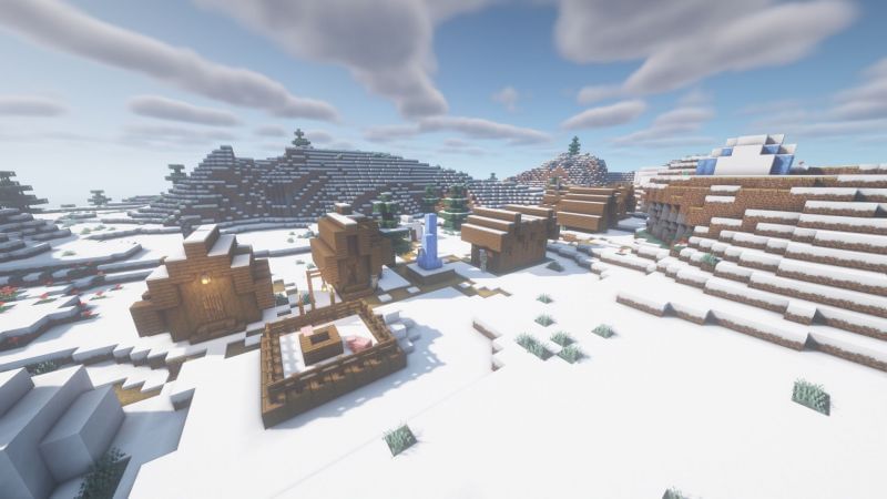 A snowy village (Image via Minecraft)