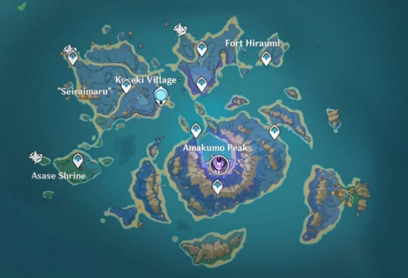 Leaked map of Seirai Island in Genshin Impact (image via Penpen)