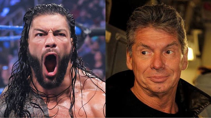 Roman Reigns (left) and Vince McMahon (right)