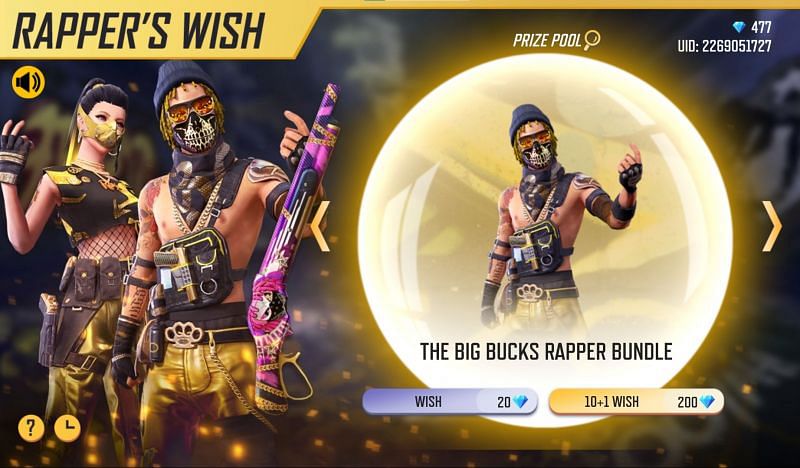 A single wish costs 20 diamonds, while 10+1 requires 200 diamonds (Image via Free Fire)