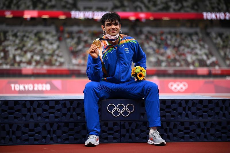 Neeraj Chopra with this gold medal at the Tokyo Olympics