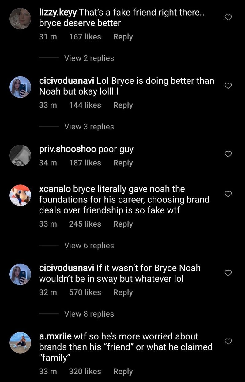 Fans react to Noah Beck dissing Bryce Hall 1/3 (Image via @tiktokinsiders Instagram)