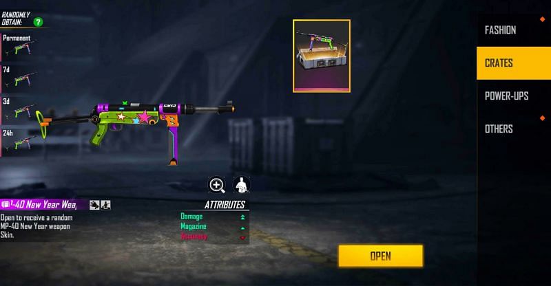 The MP40 New Year Weapon Loot Crate (Image via Free Fire)