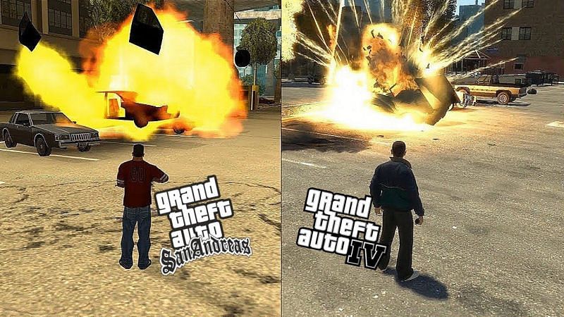 GTA San Andreas and GTA 4 are pretty different in their presentation (Image via Skvala Gaming/YouTube)