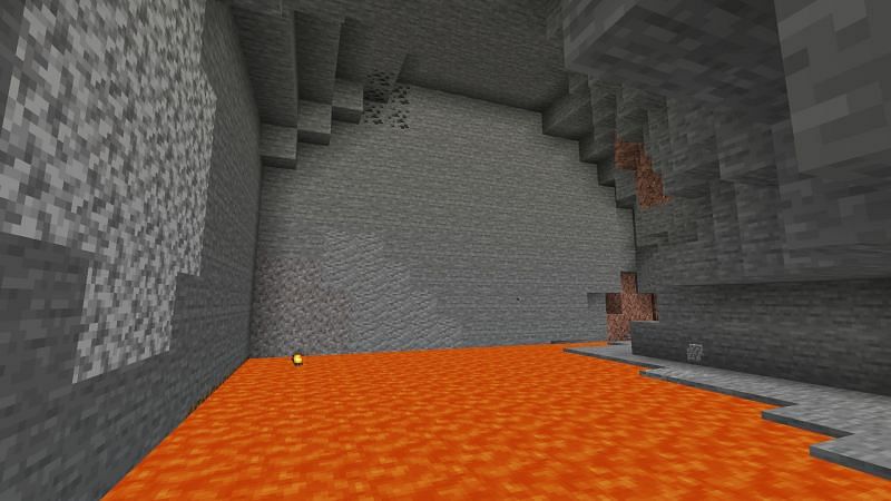 Lava Pool inside a cave (Image via Minecraft)