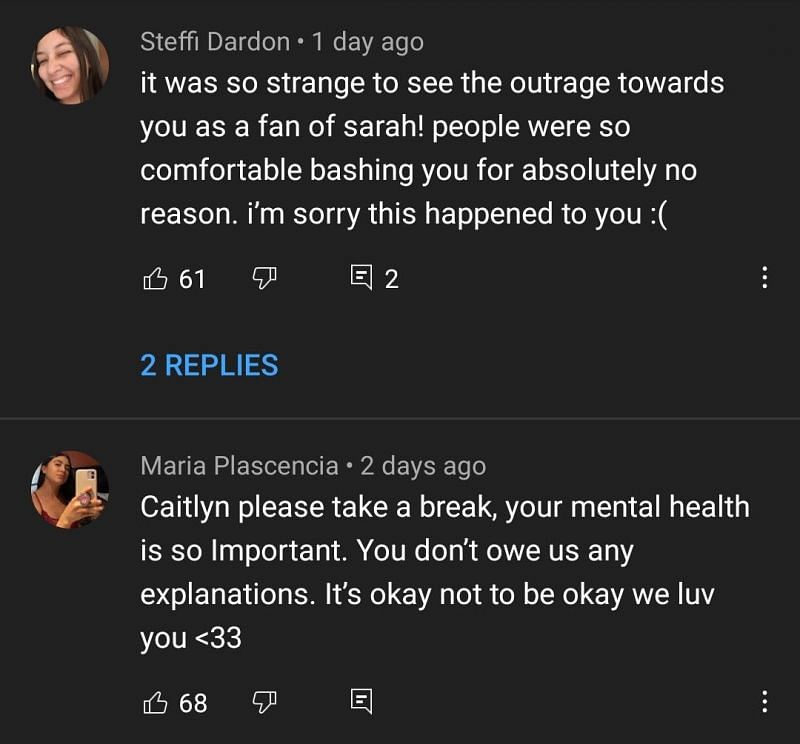 Fans supporting Caitlyn&#039;s latest YouTube video 2/3 (Image via YouTube)