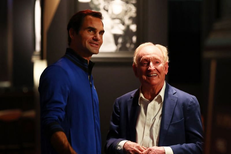 Roger Federer with Rod Laver at the 2019 Laver Cup