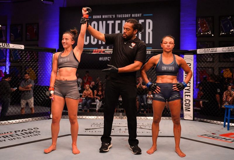 Maycee Barber (left) emerged victorious in Dana White&#039;s Contender Series.