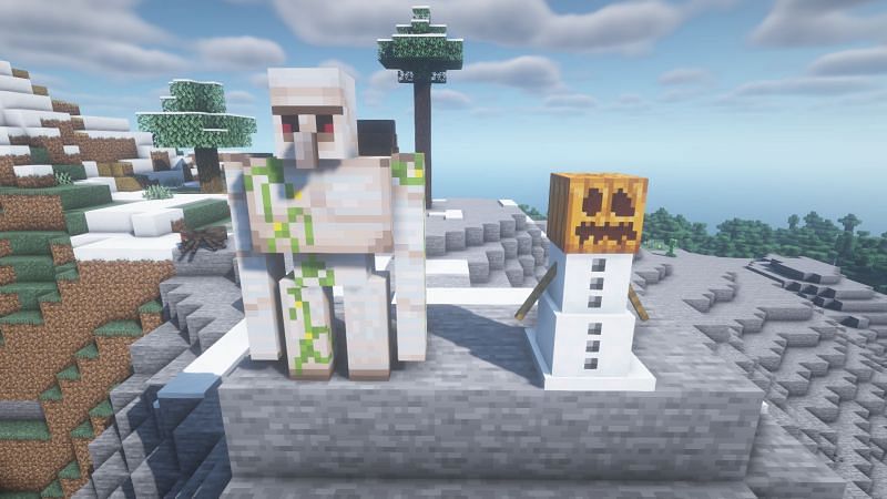 Iron golem and snow golem in the game (Image via Minecraft)
