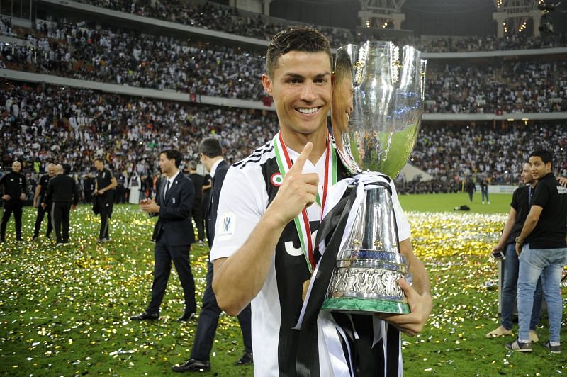 Ronaldo with the Coppa Italia trophy