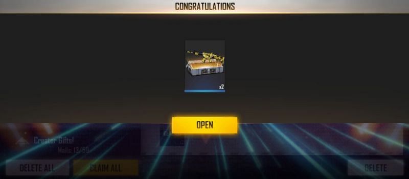 The rewards need to be claimed from the mail system (Image via Free Fire)