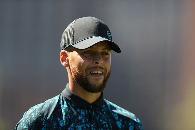NBA athlete Stephen Curry looks on from the second hole during the final round of the American Century Championship