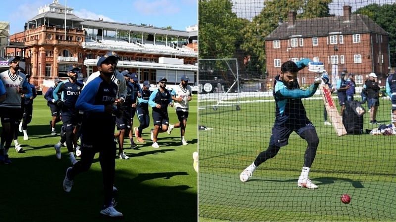 भारतीय टीम लॉर्ड्स टेस्ट के लिए तैयारी करते हुए