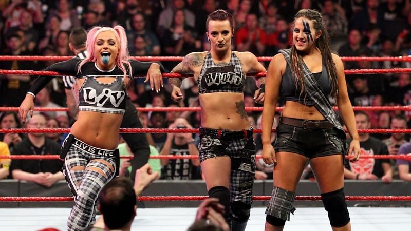 The Riott Squad faction consisted of Liv Morgan, Ruby Riott, and Sarah Logan