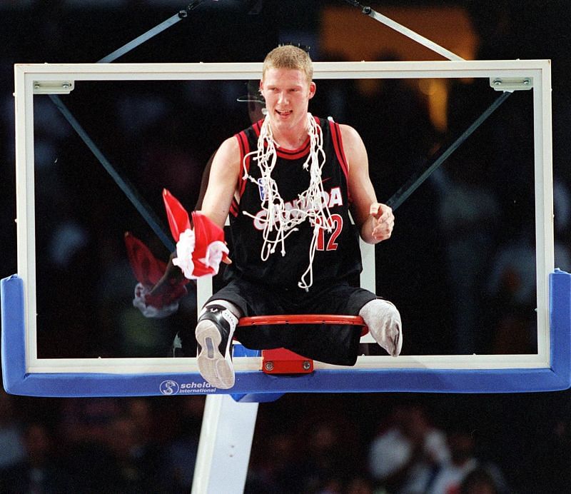 Wheelchair Basketball player Patrick Anderson celebrates his victory at the 2000 Sydney Paralympics