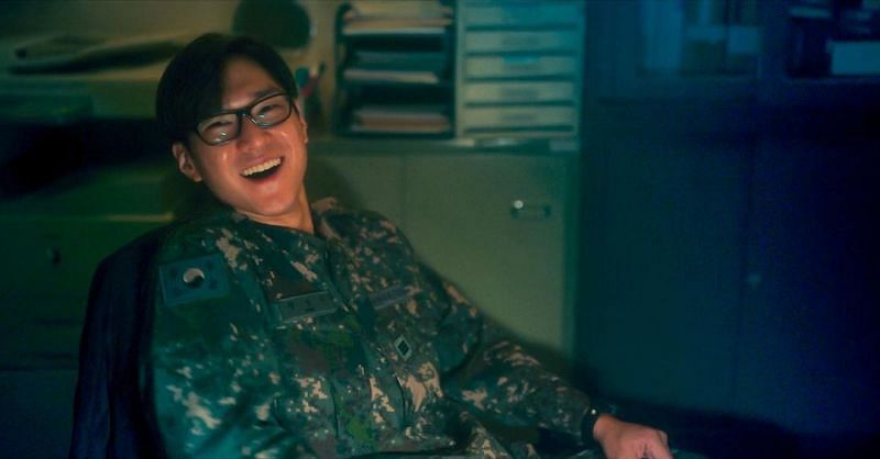 A still of Go Kyung-pyo as Sung-woo in D.P. (Image via Netflix)