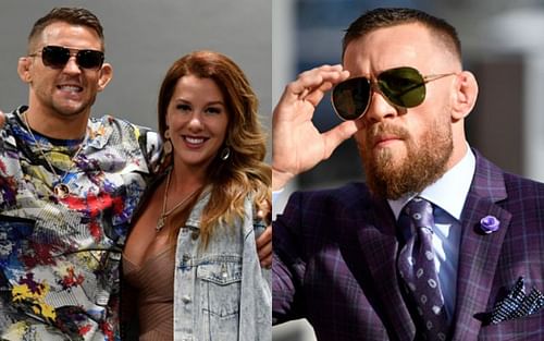 Dustin Poirier (left); Jolie Poirier (center); Conor McGregor (right)