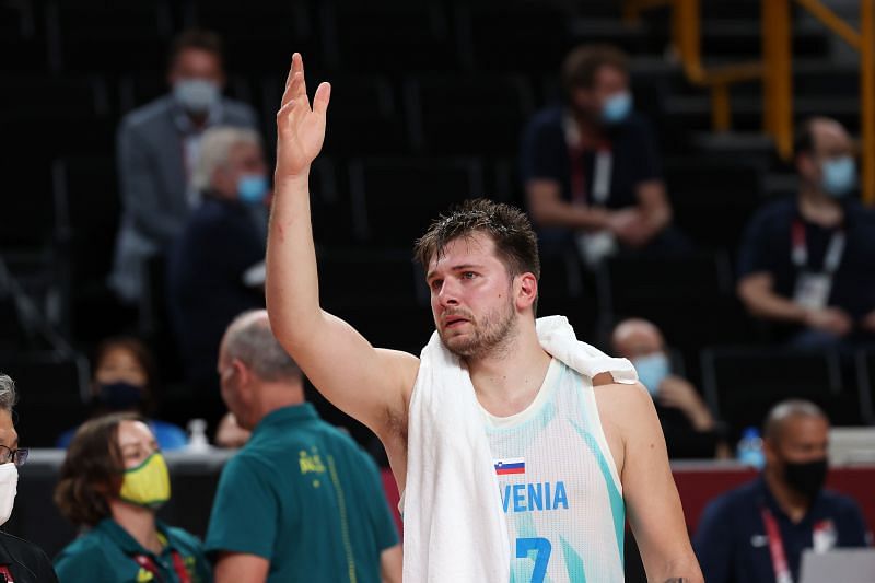 Luka Doncic (#77) of Team Slovenia during the Tokyo Olympics 2020.