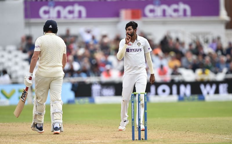 Mohammed Siraj gives Jonny Bairstow a send-off.