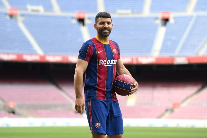 Sergio Aguero was presented as a Barcelona signing this summer.