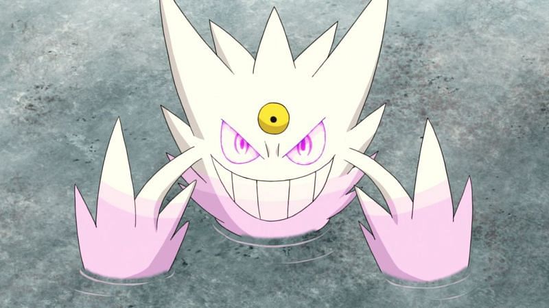 The Shiny Variant of Gengar&#039;s Mega Evolution as it appears in the Anime (Image via The Pokemon Company)
