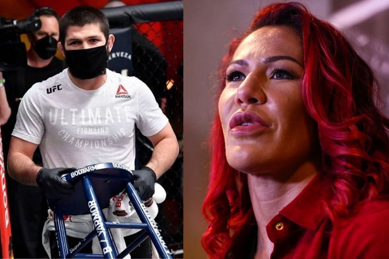 Cris Cyborg (right) praised Khabib Nurmagomedov&#039;s (left) Bellator 263 cornering [Left Image Courtesy: @khabib_nurmagomedov on Instagram]