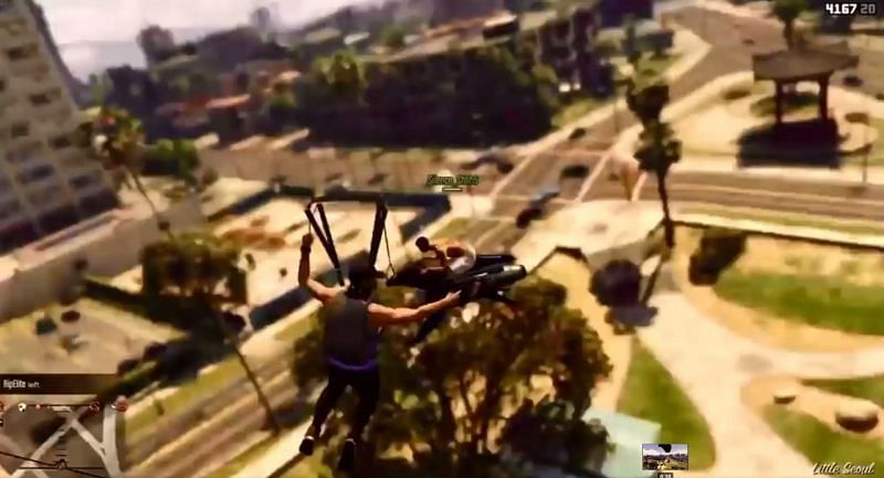 Opressor Mk2 Griever gets taken out by a player on a parachute in GTA Online ( Source : Reddit @u/Butt_Bandit- )