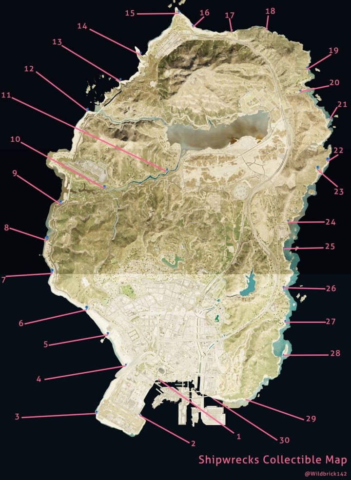 Full list of all GTA Online shipwreck locations