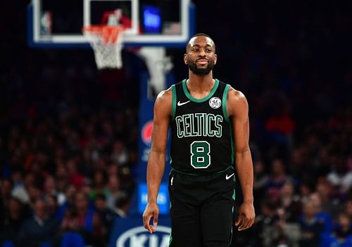 Kemba Walker #8 reacts during the second half of their game against the New York Knicks