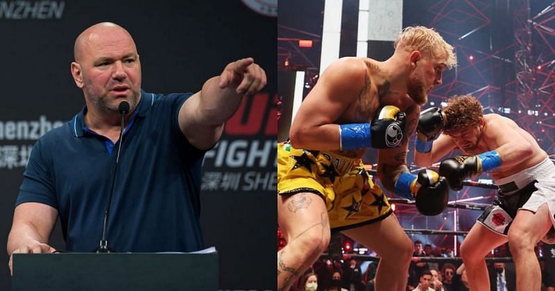 Dana White (left), Jake Paul (center) &amp; Ben Askren (right)